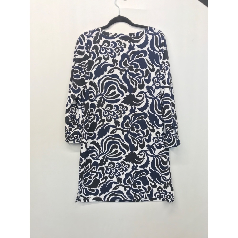 LOFT Shift Dress Women's Size M Long Sleeve Black White Navy Floral - Picture 7 of 8